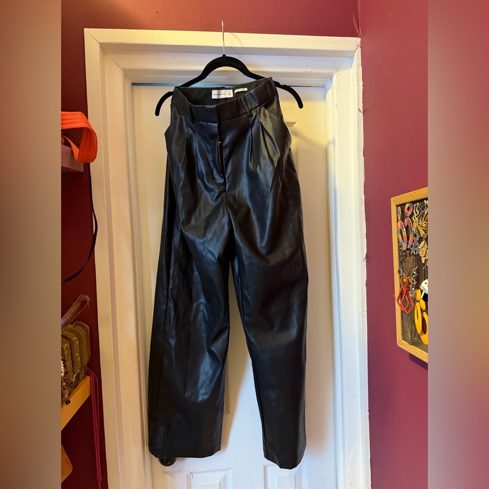 Abercrombie & Fitch Black Leather Dress Pants